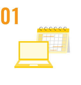 お申込み・日程調整イメージ｜パソコンとカレンダーのアイコン
