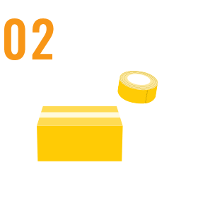 資料配送イメージ｜段ボール箱・テープ・ハサミのアイコン