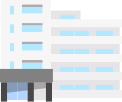 高層ビルとエントランスを備えた現代的なオフィスビルのイラスト